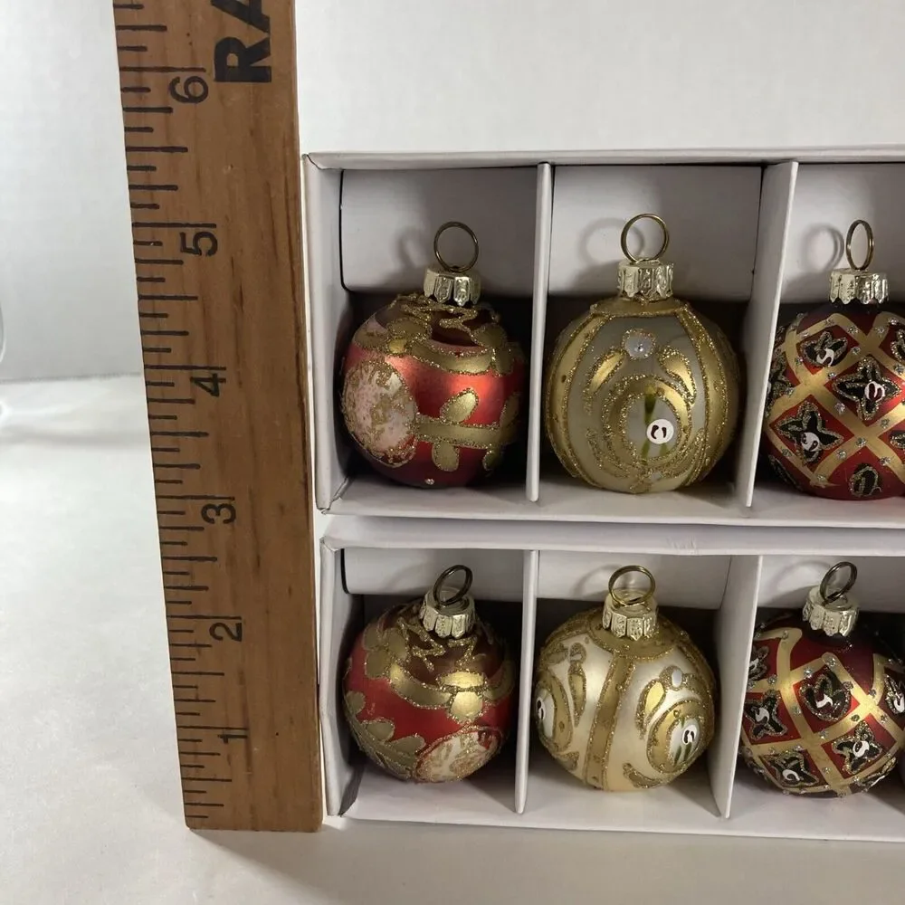 Lillian Vernon Cloisonné Type Ball Ornaments Name Card Holder 2 Boxes Of 6 Vtg